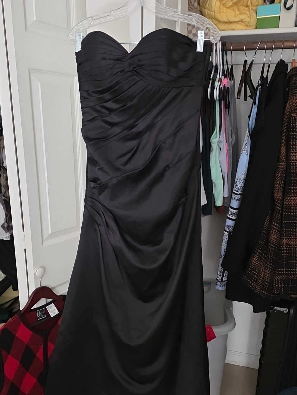 Strapless Black Satin Evening Dress